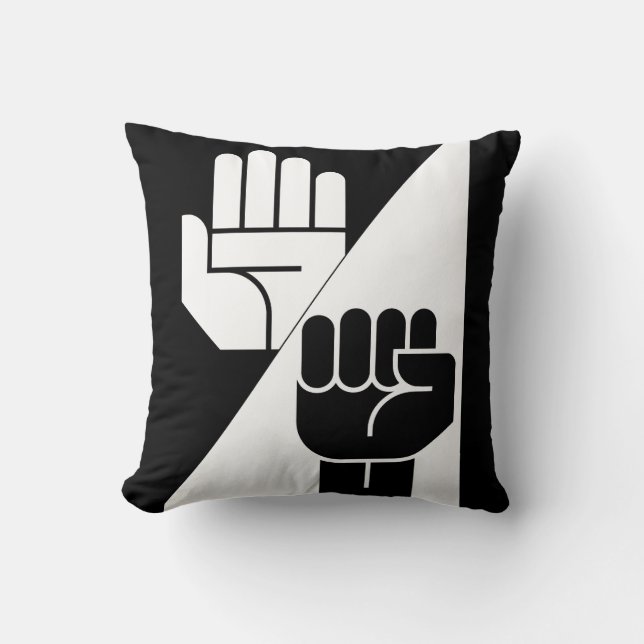 Paper Beats Rock – Minimalist Black & White art Cushion (Front)
