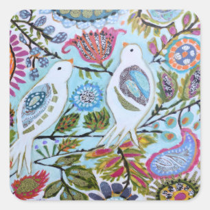 Paper Birds I Square Sticker