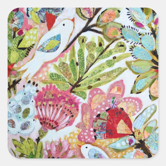 Paper Birds II Square Sticker (Front)