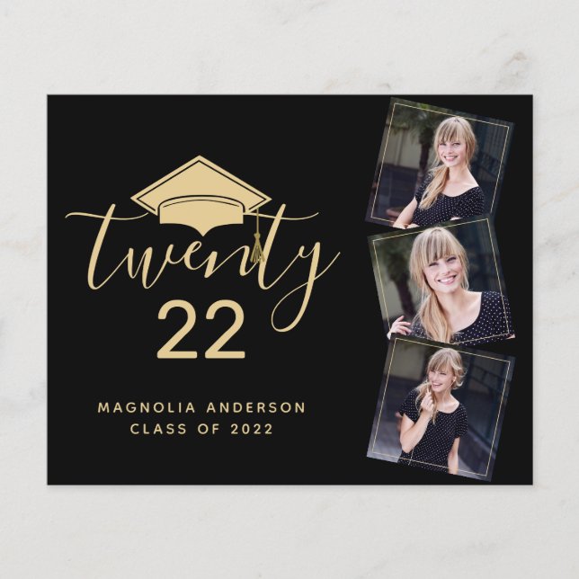 PAPER Black Gold Graduation Invitation (Front)