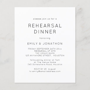 PAPER  Black White Rehearsal Dinner Wedding Invite