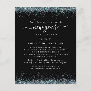 PAPER   Blue Glitter Black New Years Eve Invite