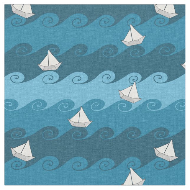 Paper Boats Pattern Fabric (Close Up)