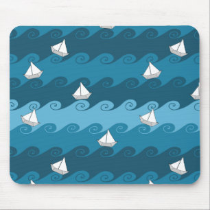 Paper Boats Pattern Mouse Mat
