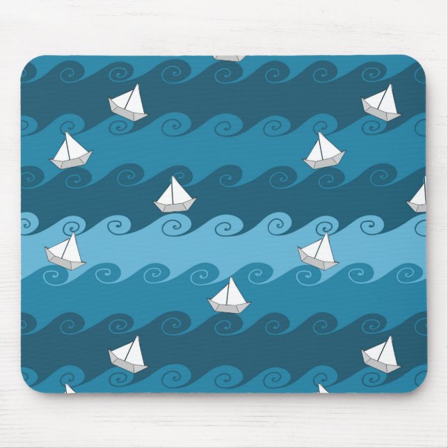 Paper Boats Pattern Mouse Mat (Front)