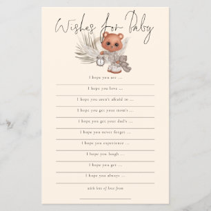 PAPER Boho Chic Bear Wishes for Baby Shower game