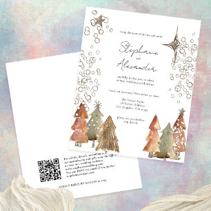 PAPER Boho Trees Stars QR Code Christmas Wedding 