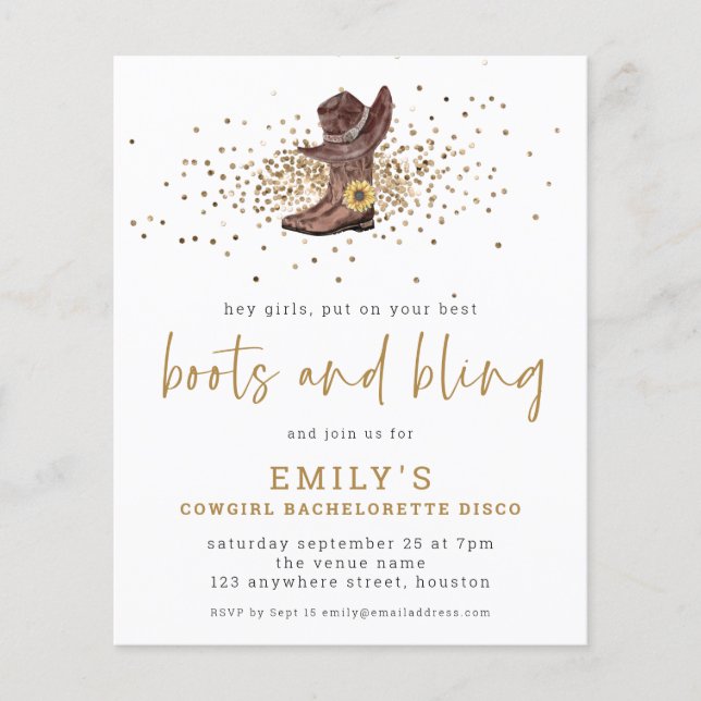 PAPER | Boots Bling Cowgirl Bachelorette Disco (Front)