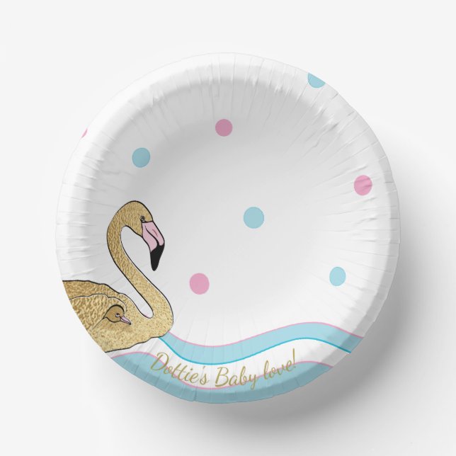 Paper Bowls "Gold Flamingo Baby & Mummy" Paper Plate (Front)