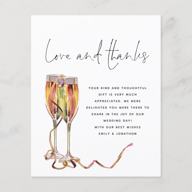 PAPER Champagne Script Photo Wedding Thank You (Front)