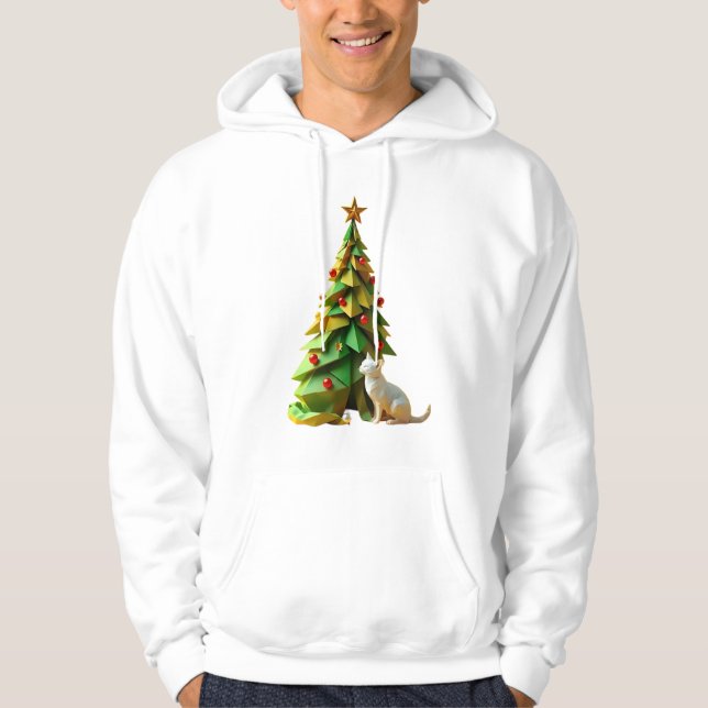 Paper Christmas Cat  Hoodie (Front)