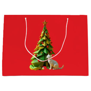Paper Christmas Cat Large Gift Bag