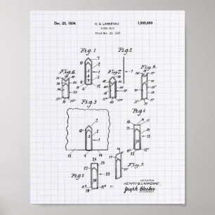 Paper Clip 1933 Patent Art - Lined Peper Poster