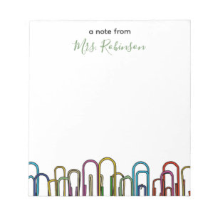 Paper Clip Customisable Teacher Appreciation Notepad