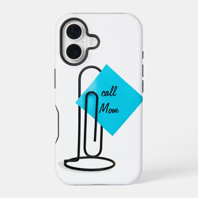 Paper Clip with Reminder Note iPhone 16 Case (Back)