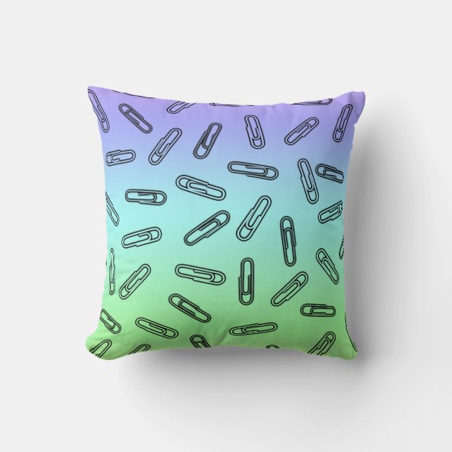 Paper Clips Over Rainbow Cushion (Front)