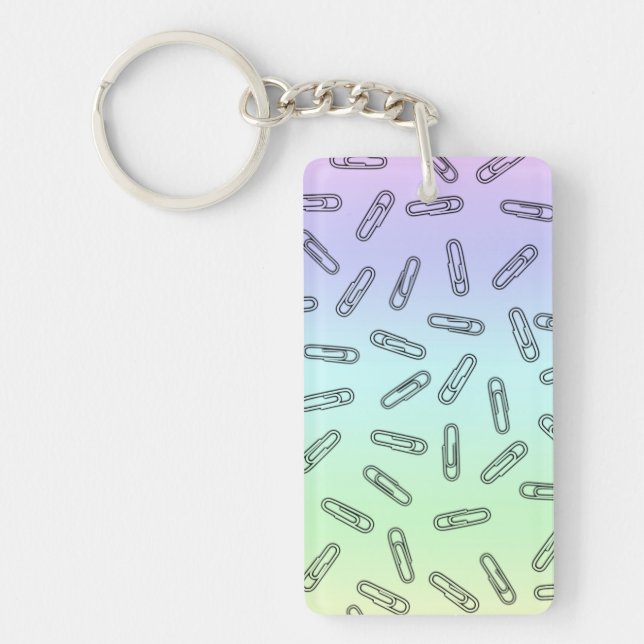 Paper Clips Over Rainbow Key Ring (Front)