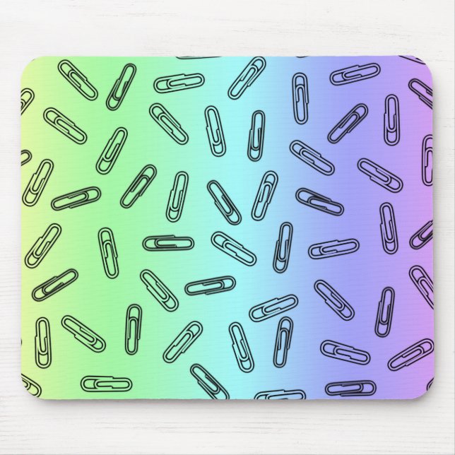 Paper Clips Over Rainbow Mouse Mat (Front)