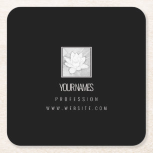 PAPER COASTER BUSINESS CARD : LOTUS : PINK + BLACK