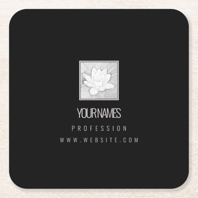 PAPER COASTER BUSINESS CARD : LOTUS : PINK + BLACK (Front)