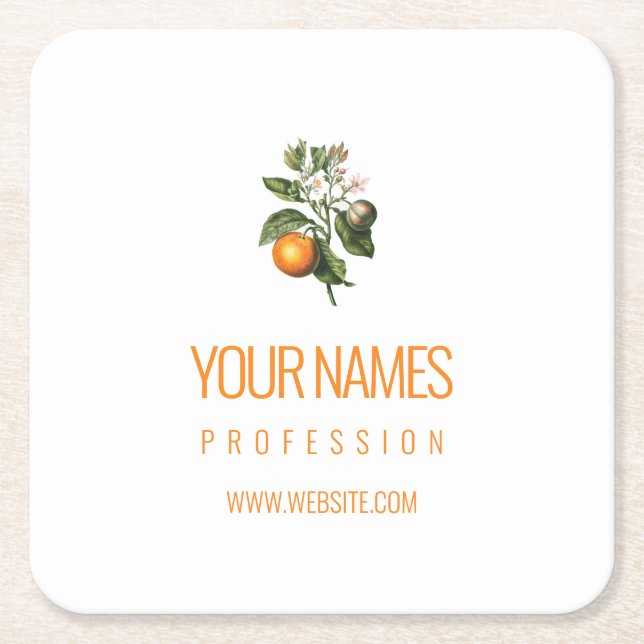 PAPER COASTER BUSINESS CARD : ORANGE BLOSSOM (Front)