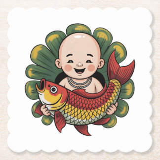 Paper Coaster | Cute Boy with Lucky Koi