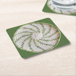 Paper Coaster - Green Spiral Crochet