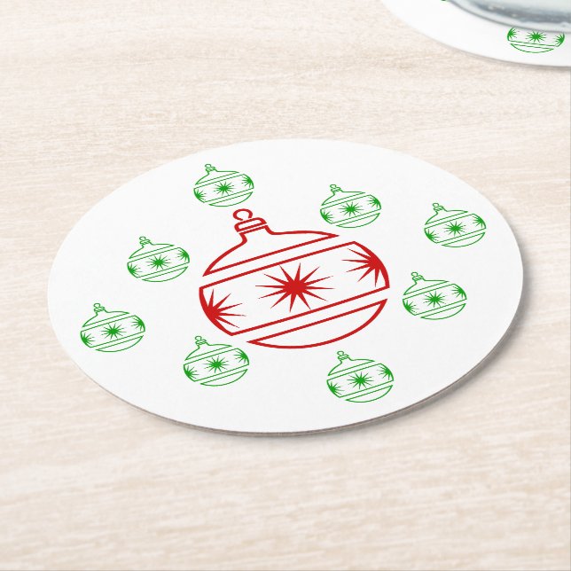 Paper Coaster - Holiday Ornaments (Angled)
