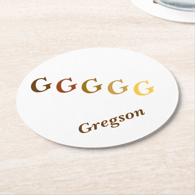 Paper Coaster - Initials and Name in Browns (Angled)