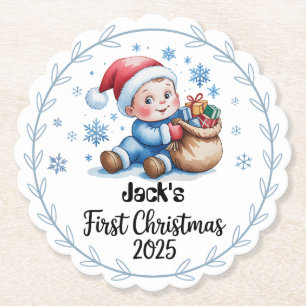 Paper Coaster--Personalised Baby’s First Christmas Coaster