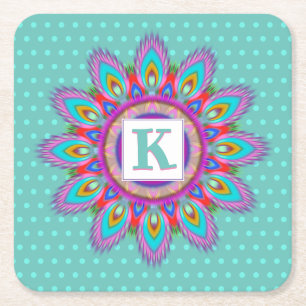 Paper coaster psychedelic custom initials