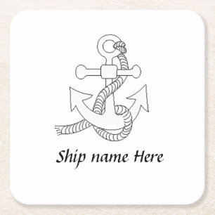 Paper Coaster - Ship's Anchor and Name