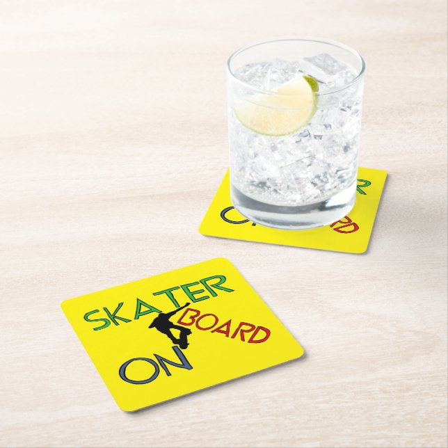 Paper Coaster-  Skater On Board Square Paper Coaster (Insitu)