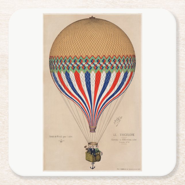 PAPER COASTER : VINTAGE FRENCH HOT AIR BALLOON (Front)