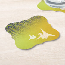 Paper coaster with crane and sayagata pattern (nav