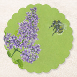 Paper Coaster with lilac and bumblebee