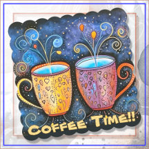 Paper COASTERS- 6-pack - Coffee Time!!