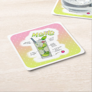 PAPER COASTERS - MOJITO RECIPE COCKTAIL ART