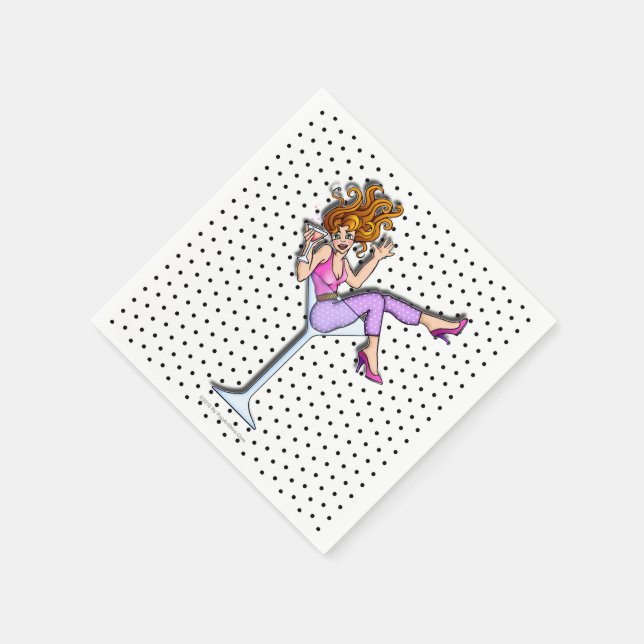 PAPER COCKTAIL NAPKINS - GIRL IN A MARTINI GLASS 1 (Corner)