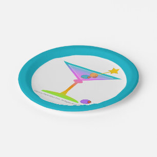 PAPER COCKTAIL NAPKINS - RAINBOW MARTINI GLASS PLATE