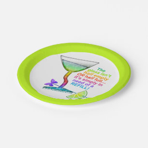 PAPER COCKTAIL PLATES - MARTINI GLASS HALF FULL