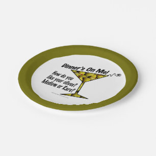 PAPER COCKTAIL PLATES - OLIVES, DINNER