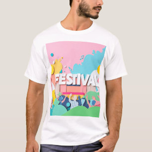 Paper Collage Music Festival Art T-Shirt