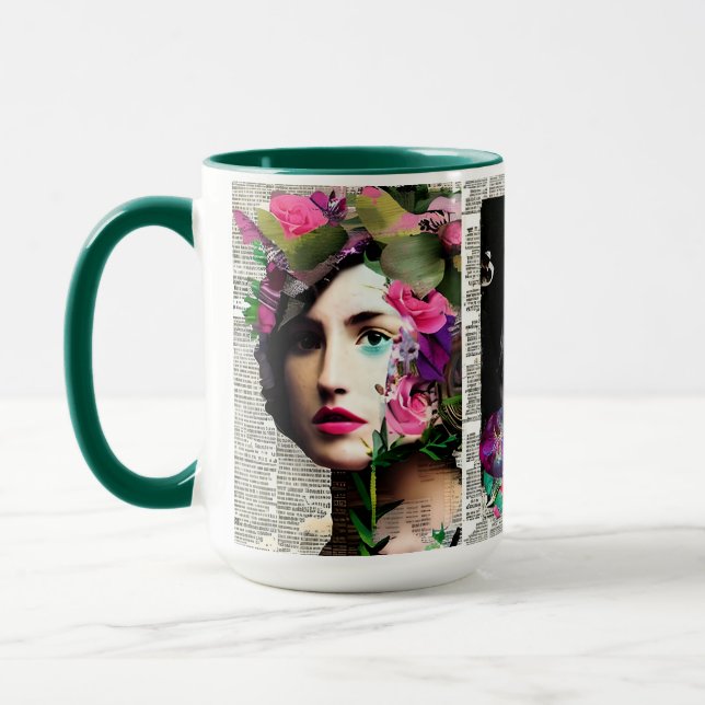 Paper Collage Style Art | Vintage Ladies Mug (Left)
