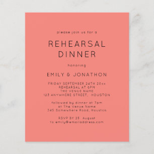 PAPER Coral Rose Rehearsal Dinner Wedding Invite