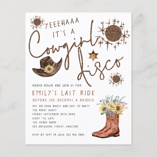 PAPER | Cowgirl Disco Bachelorette Invitation (Front)