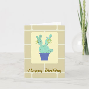Paper Craft Cactus and Wall Bricks Birthday Card