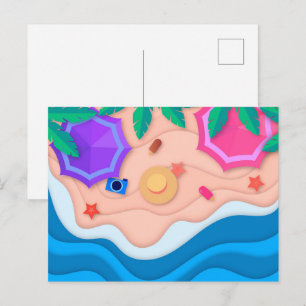 Paper Craft Summer at the Beach  Postcard