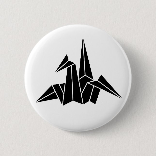 Paper Crane 6 Cm Round Badge (Front)
