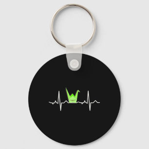 Paper Crane Origami , Heartbeat Ecg Pulse Shirt  Key Ring
